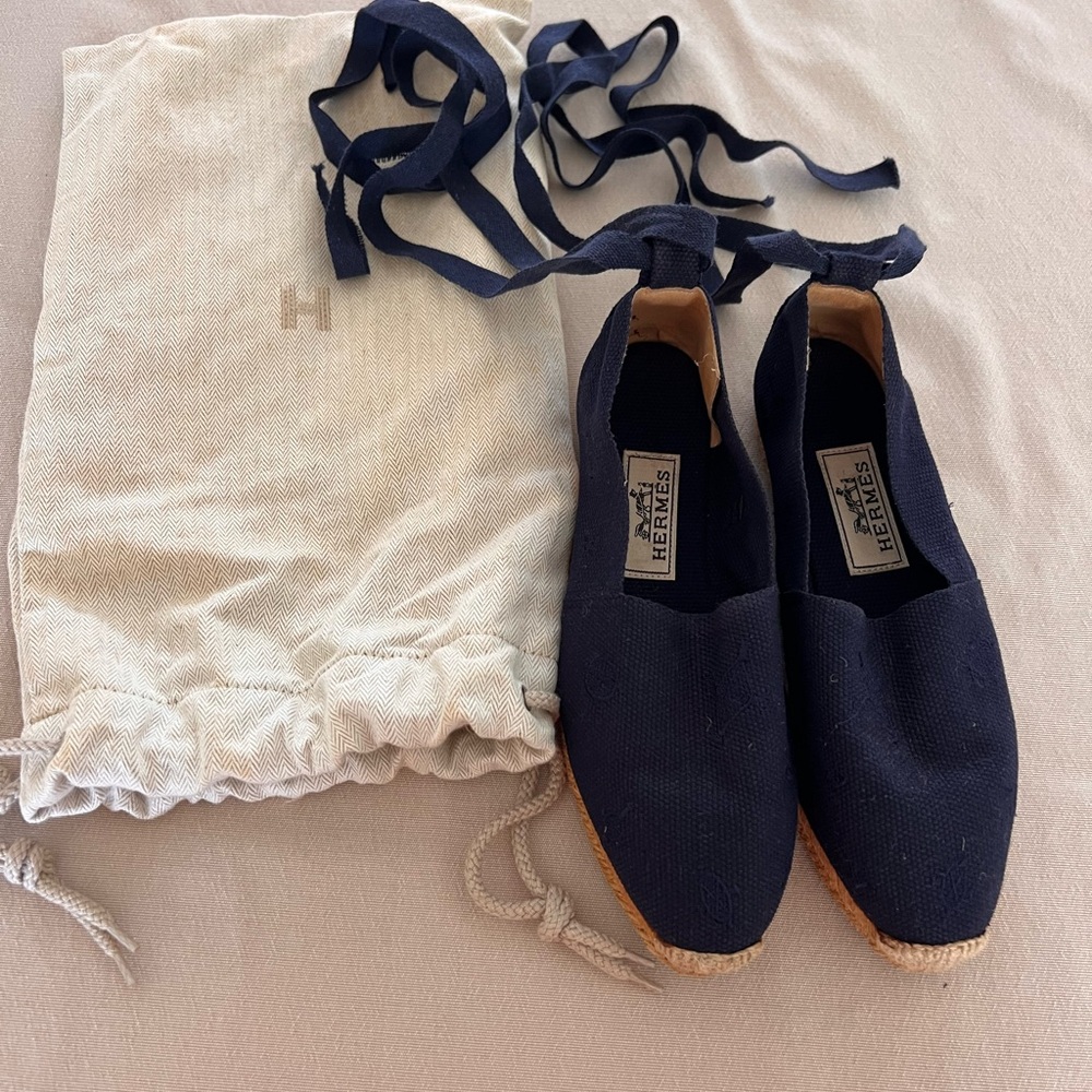 Hermes Blue Espadrilles Elegant Design